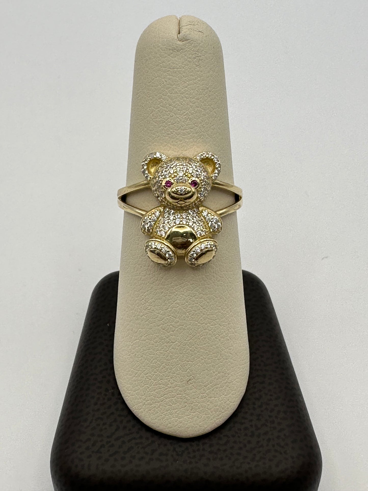 14k Gold Bear Iced Ring