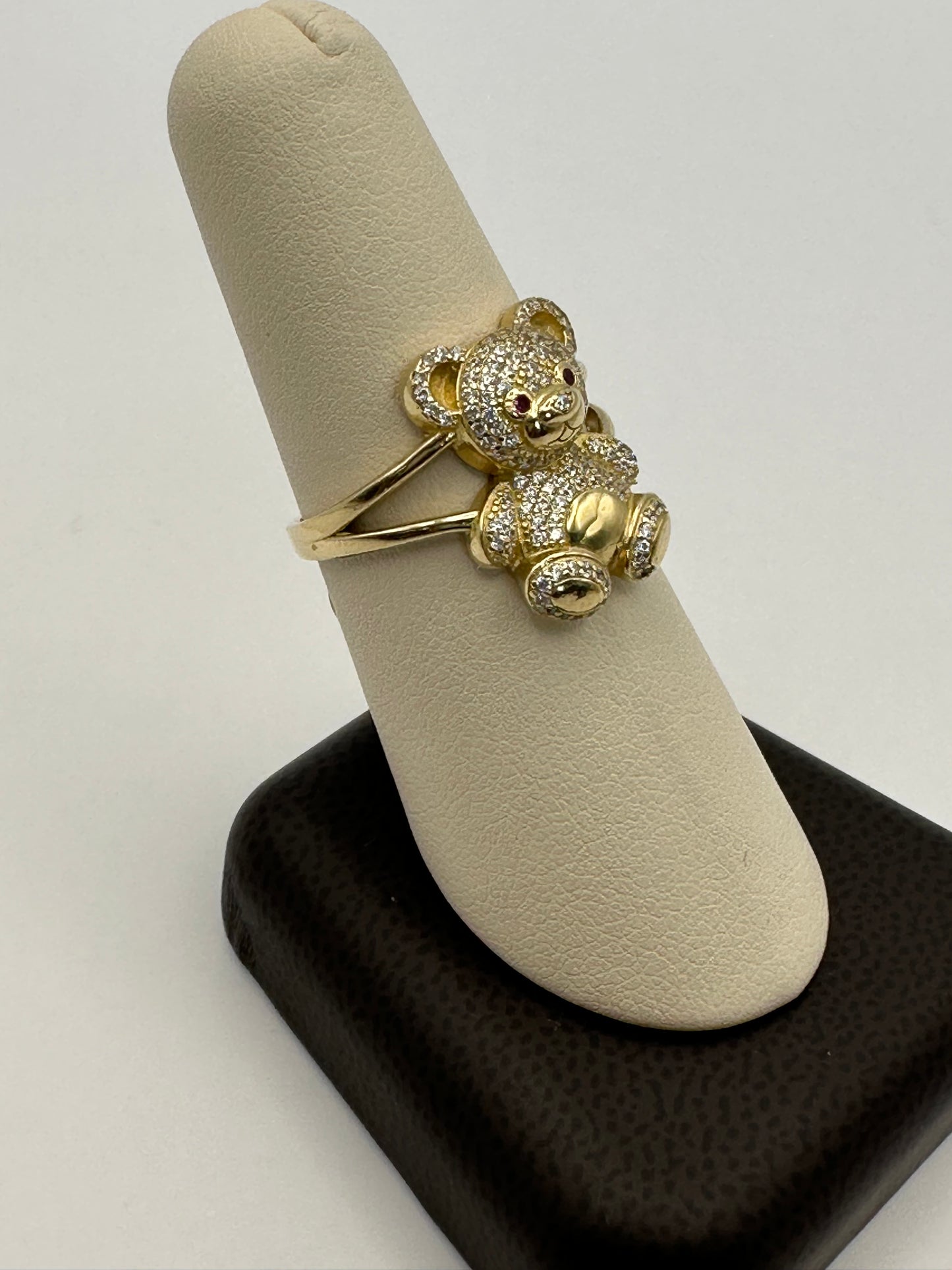 14k Gold Bear Iced Ring