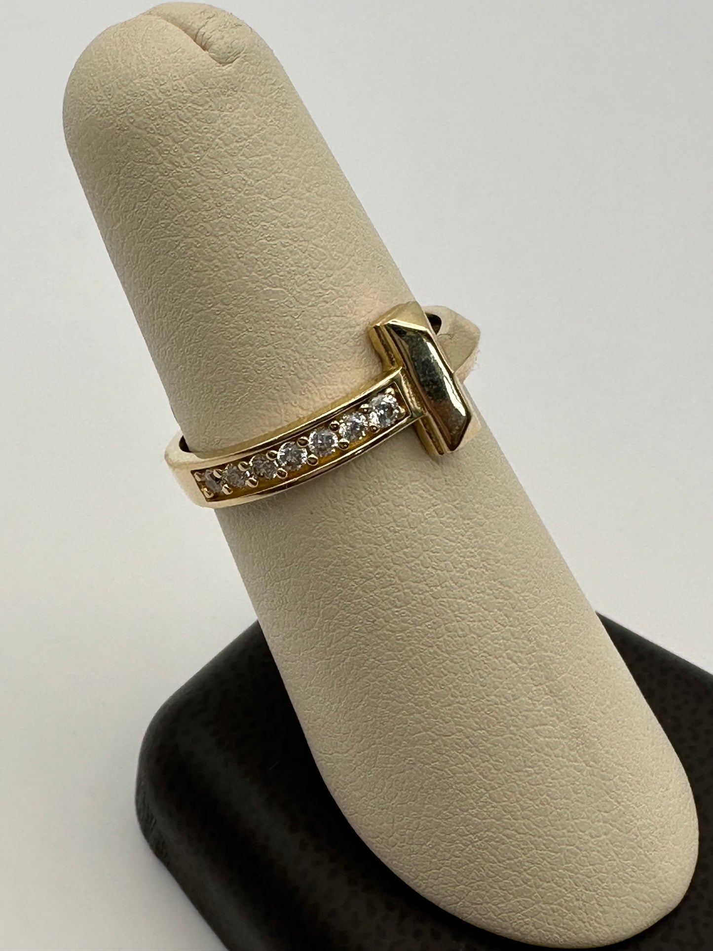 Cross Ring with Diamonds 14k