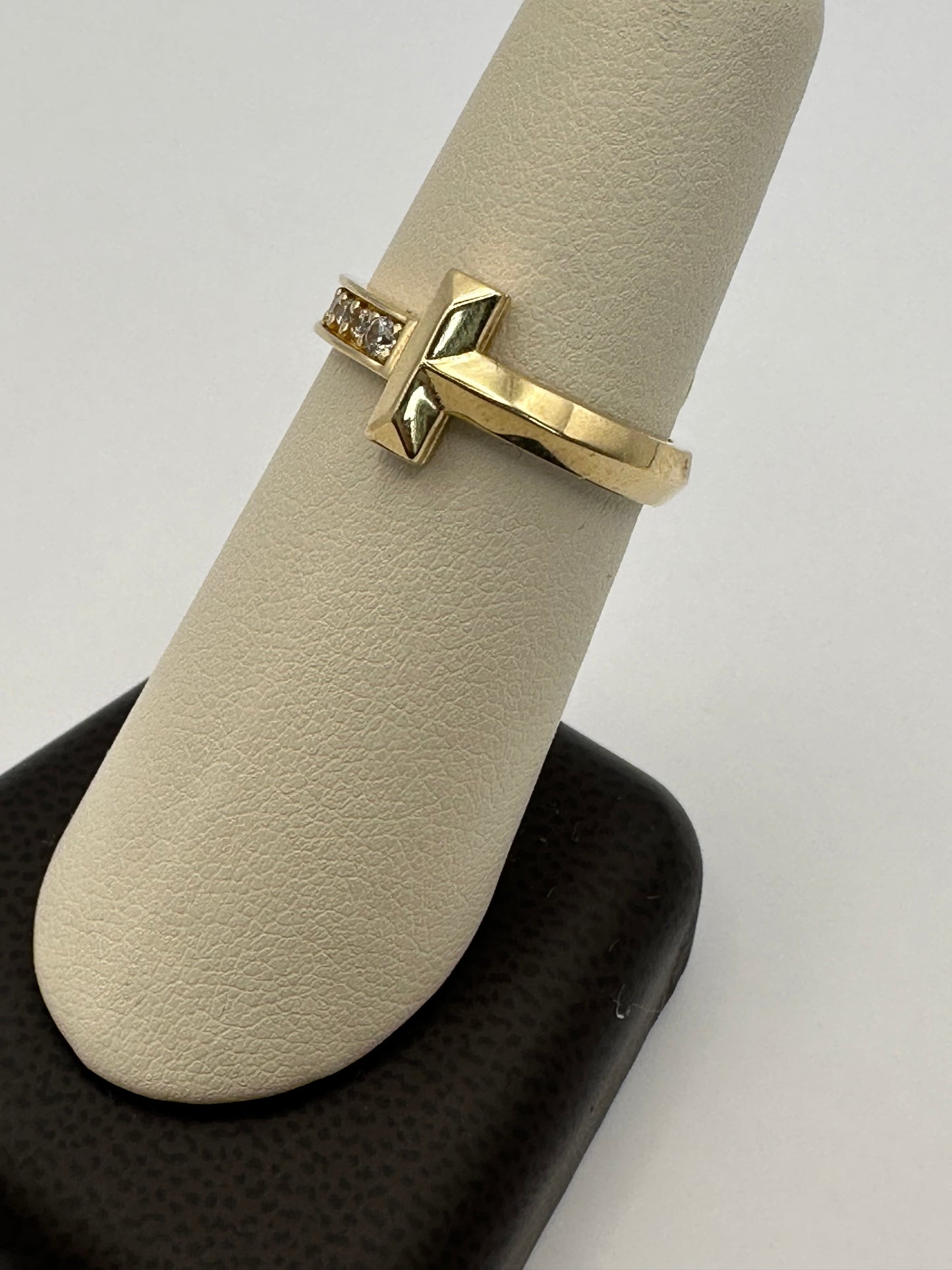 Cross Ring with Diamonds 14k