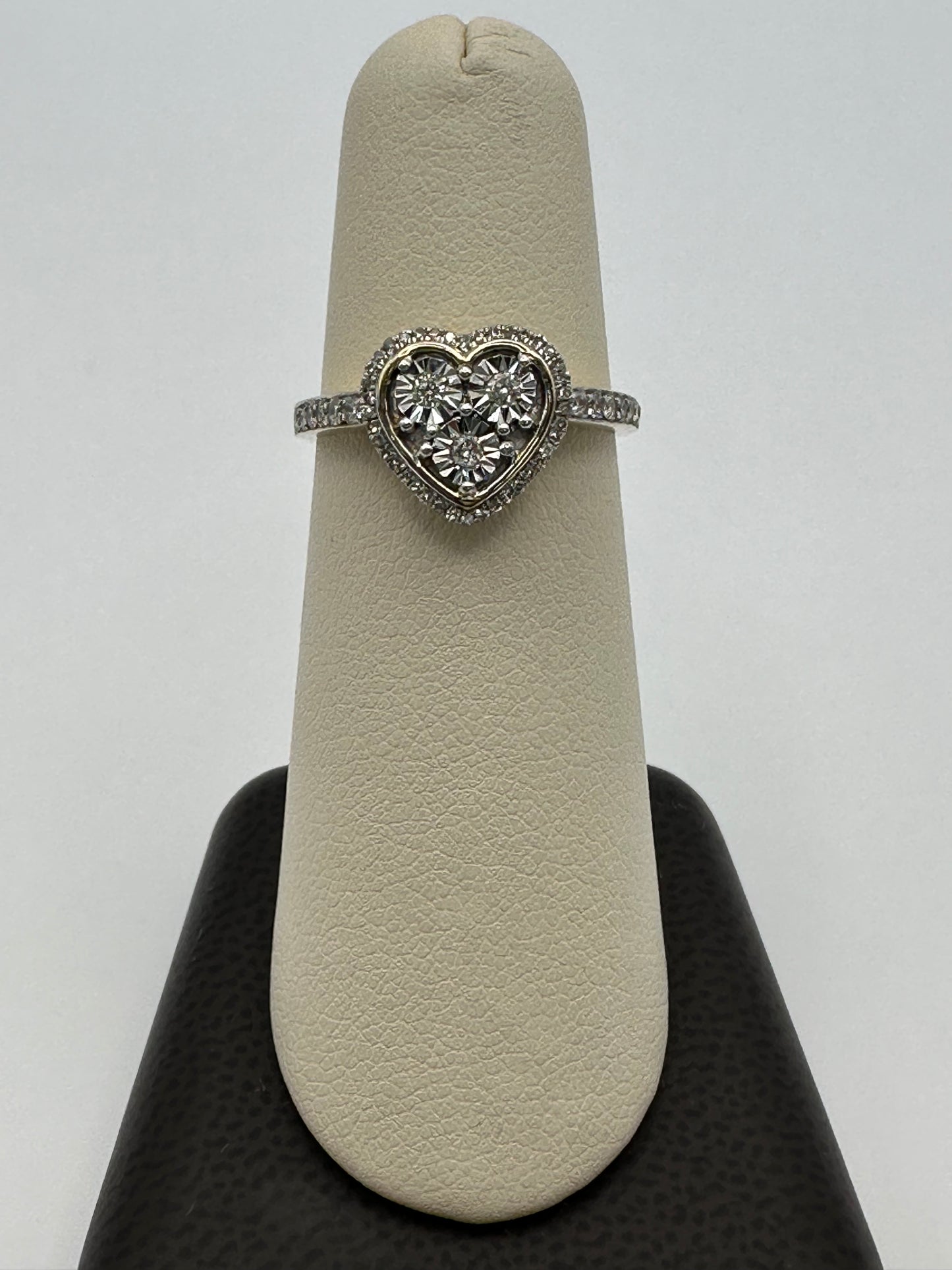 10k Iced Heart Gold Ring