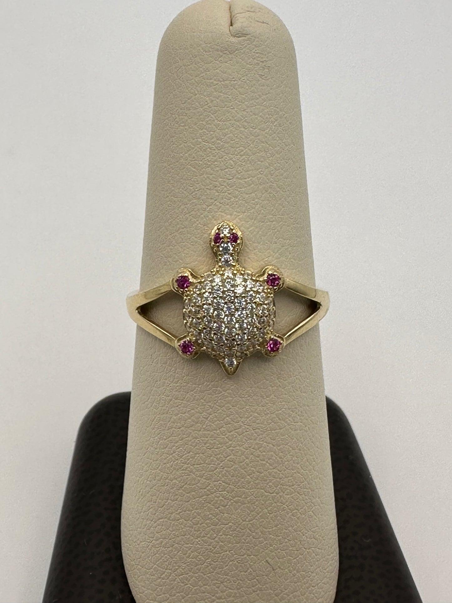 14k Gold Turtle Ring with Diamonds