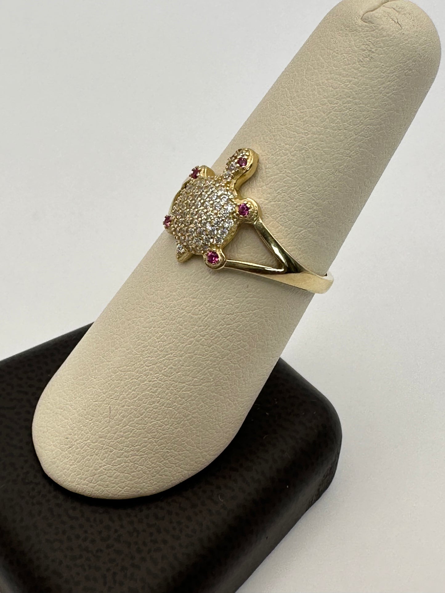 14k Gold Turtle Ring with Diamonds