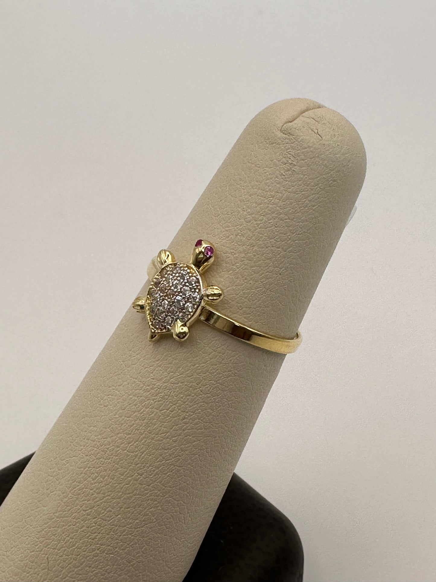 14k Gold Turtle with Diamond Ring