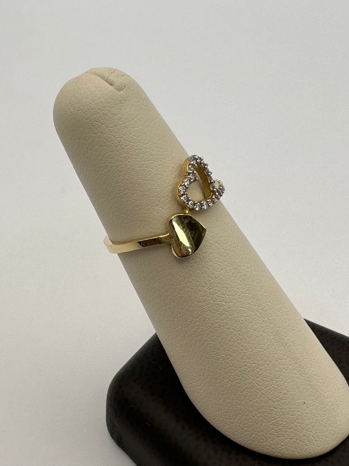 14k Gold Hearts with Diamond Ring