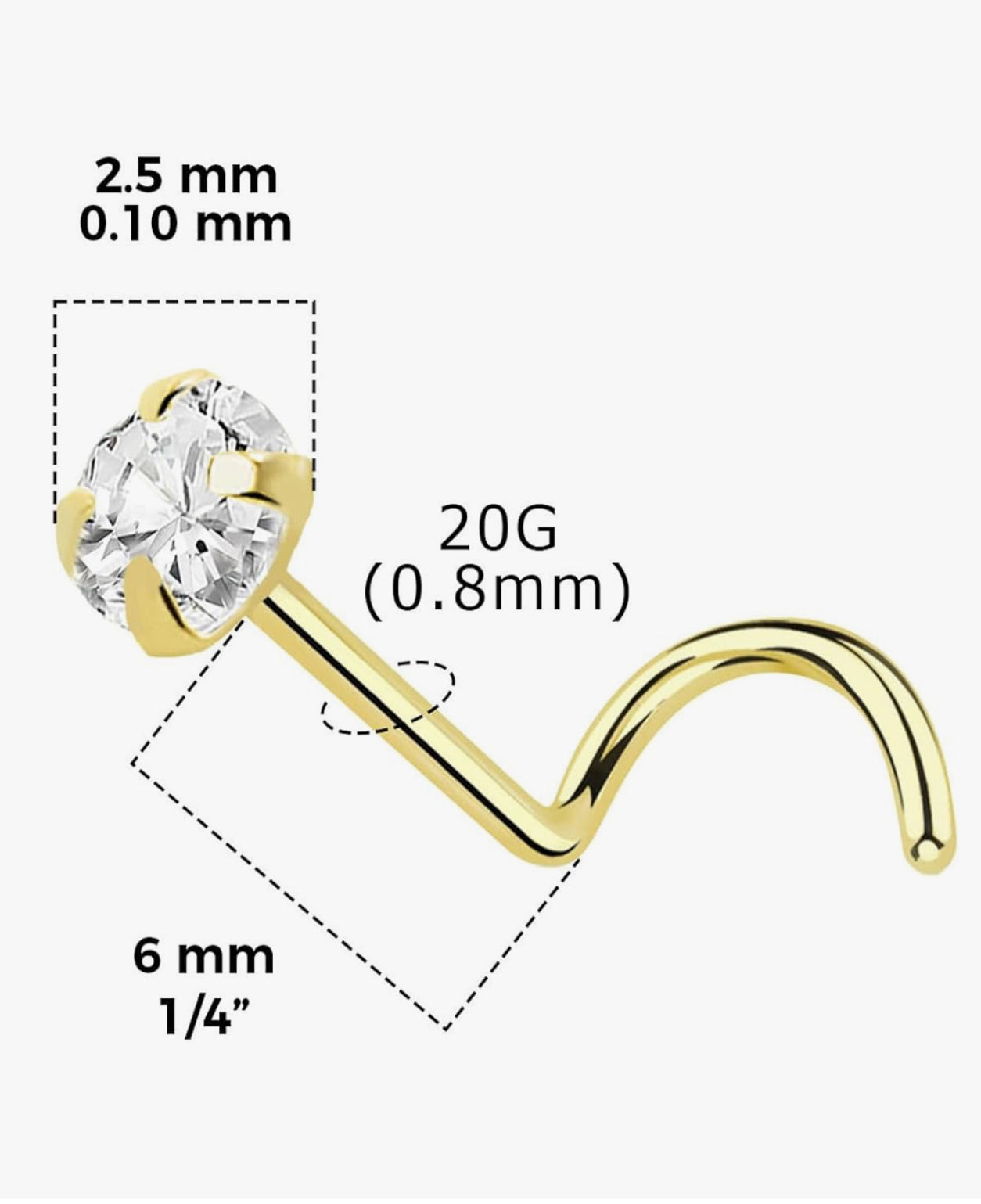 Piercing para nariz 14k