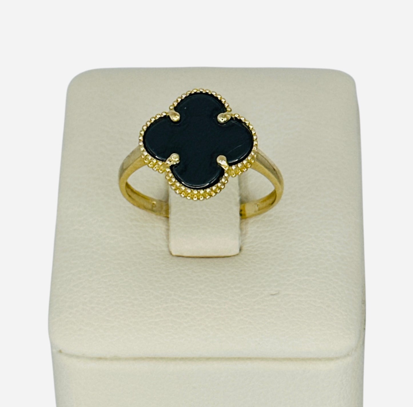 Anillo de trébol negro 2.3g 10k
