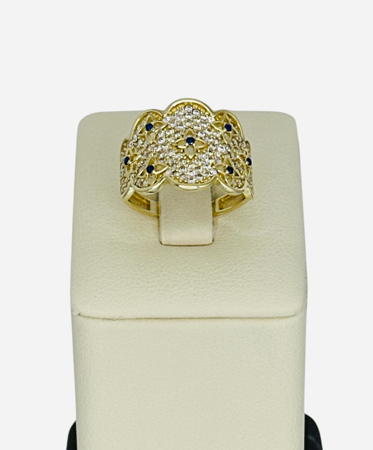 Anillo piedras azules y blancas 10k 3.8g