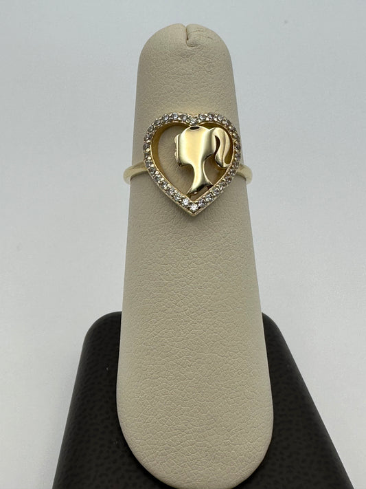 14k Heart Barbie Gold Ring
