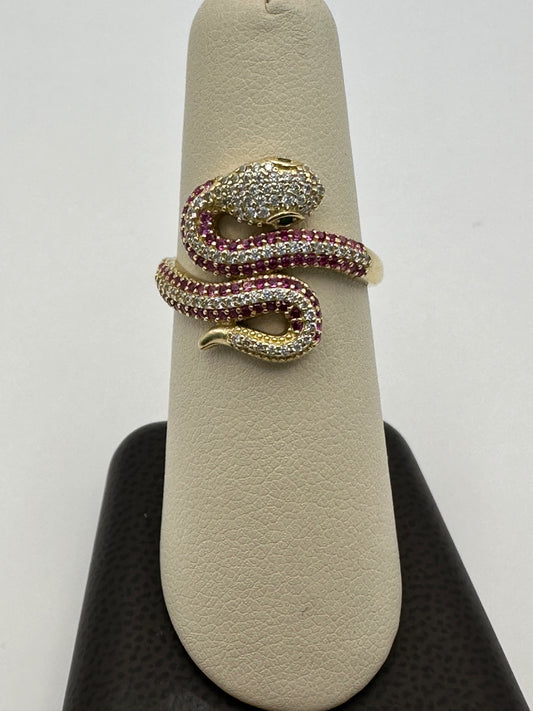 14k Ruby and Diamonds Snake Gold Ring