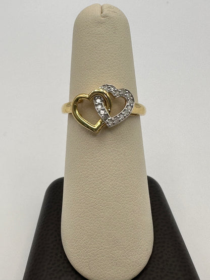 Diamond Heart Gold Ring 10k