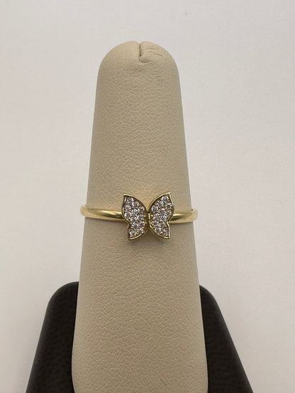 14k Gold Butterfly Ring with Diamonds