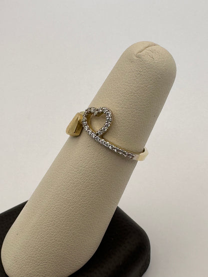 14k Gold Hearts with Diamond Ring