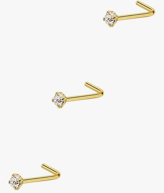 Piercing 14k piedra blanca