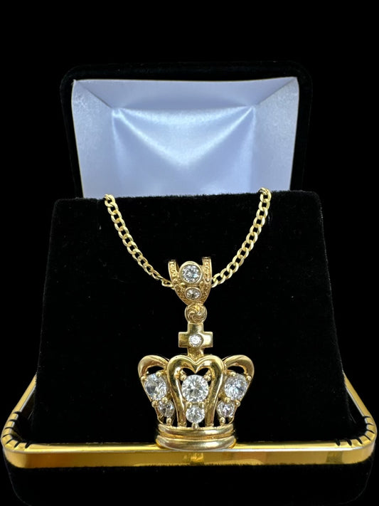 Dije de corona con piedra blanca 10k 4.6g