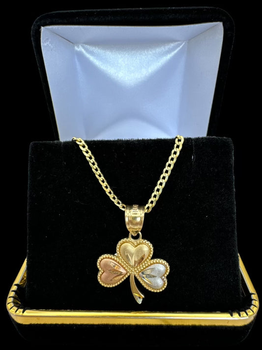 Dije trébol 3 colores 14k 2.1g
