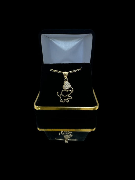 Dije de Corazón y elefante 14k 2.2g