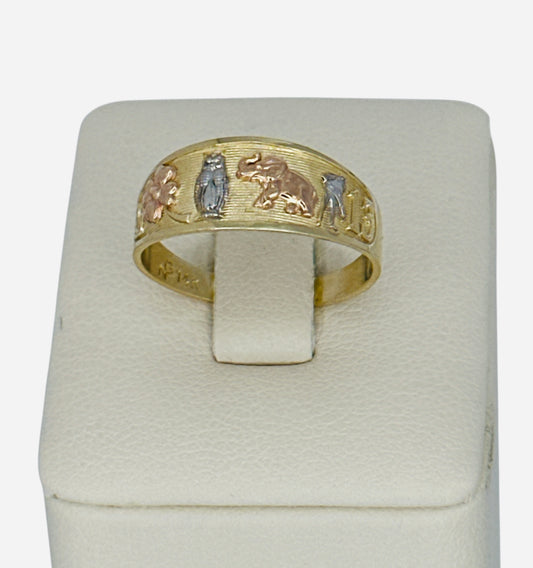Anillo de elefante de tres colores  2.6g  14k