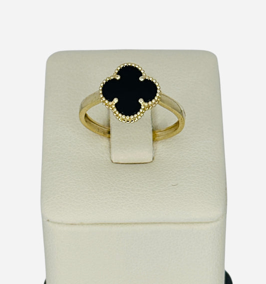 Anillo de trébol negro 10k 1.6g