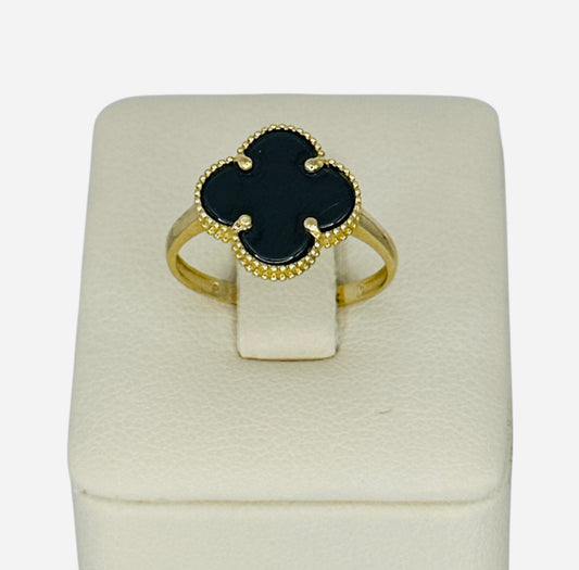 Anillo de trébol negro 2.3g 10k