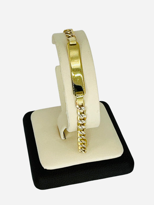 Bracelet 14k 4.5g plancha oro blanco y amarillo.