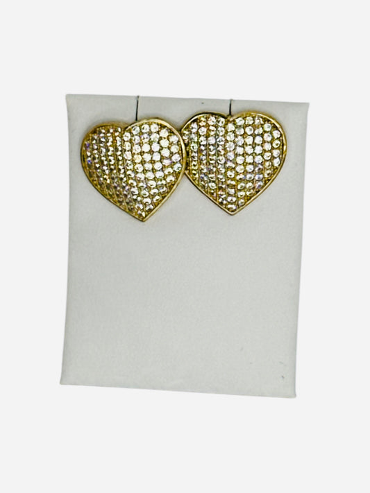 Pendiente de corazón con piedras blancas 10k 4.8g