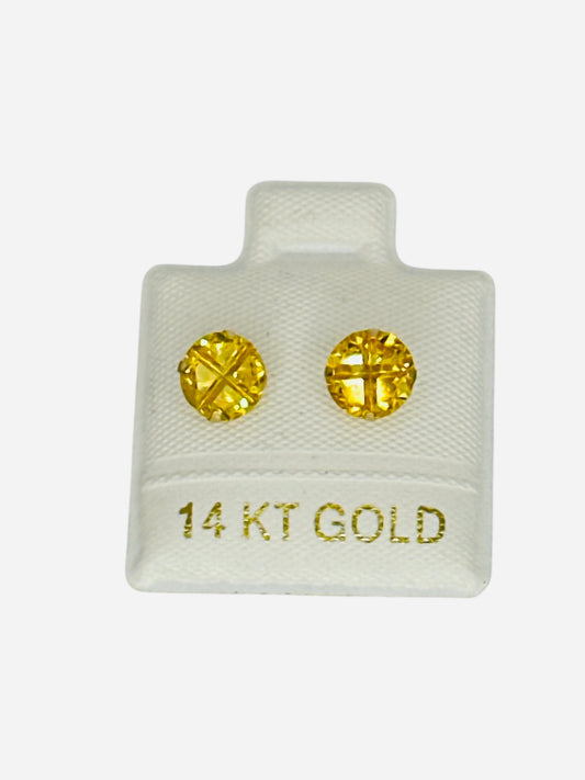 Pendiente de piedra amarilla 14k